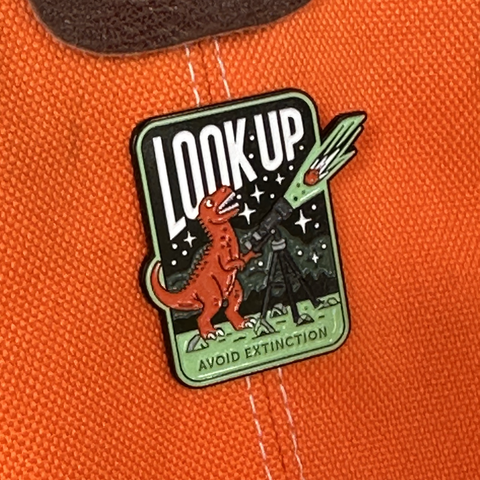 Look Up! Enameled Pin from Dinosaur Extinction