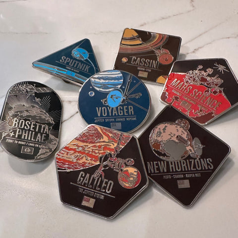 Full Set of Historic Robotic Space Probe Enameled Pins