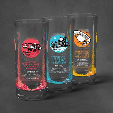 Space Milestone Glasses (Moon, Mars, and the Outer Planets)