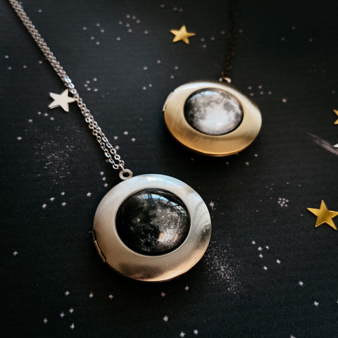 Personalized Moon Necklace with Custom Lunar Phase from Provided Date and Time - Gift for Bridesmaids, Mothers Day, Space TheMED Weddings - Handcrafted Celestial Jewelry by Yugen Handmade