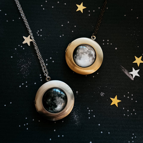 Personalized Moon Necklace with Custom Lunar Phase from Provided Date and Time - Gift for Bridesmaids, Mothers Day, Space TheMED Weddings - Handcrafted Celestial Jewelry by Yugen Handmade