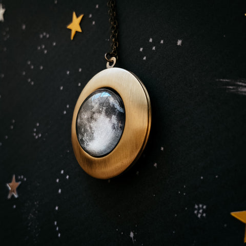 Personalized Moon Necklace with Custom Lunar Phase from Provided Date and Time - Gift for Bridesmaids, Mothers Day, Space TheMED Weddings - Handcrafted Celestial Jewelry by Yugen Handmade