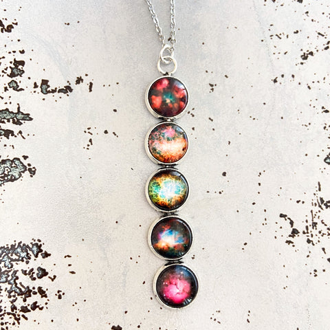 Nebula Rainbow Vertical Pendant Necklace Jewelry Yugen Handmade