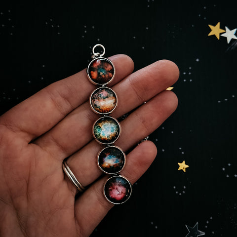 Nebula Rainbow Vertical Pendant Necklace Jewelry Yugen Handmade