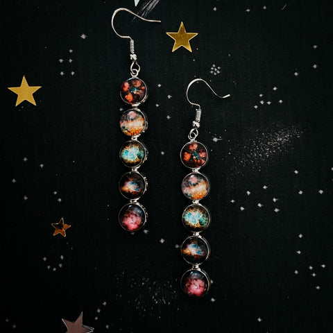 Nebula Rainbow Vertical Dangle Earrings Jewelry Yugen Handmade