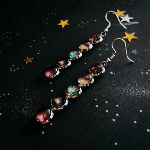 Nebula Rainbow Vertical Dangle Earrings Jewelry Yugen Handmade