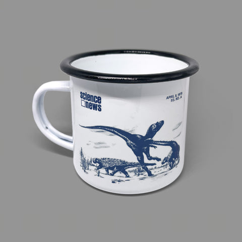 Enameled Mug with Science News Magazine Cover – 1978 Dinosaur Debate