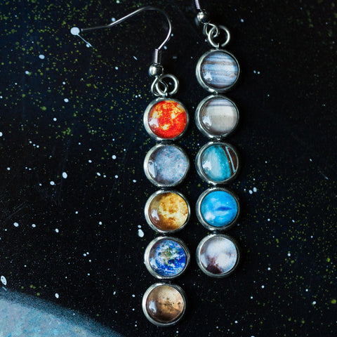 Solar System Mis-Matched Earrings Jewelry Yugen Handmade