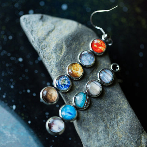 Solar System Mis-Matched Earrings Jewelry Yugen Handmade