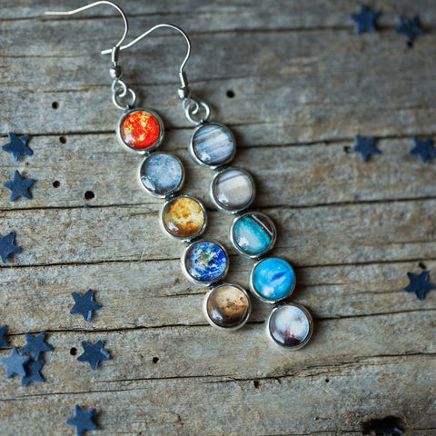 Solar System Mis-Matched Earrings Jewelry Yugen Handmade