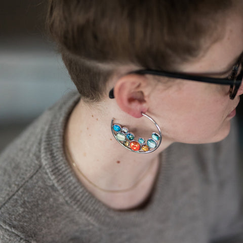 Solar System Hoop Earrings Jewelry Yugen Handmade