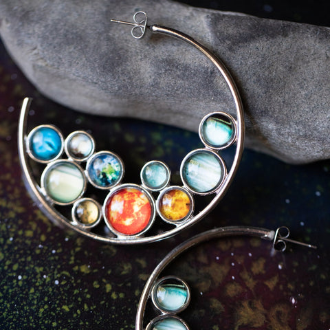 Solar System Hoop Earrings Jewelry Yugen Handmade