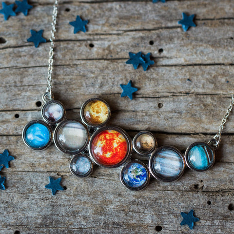 Solar System Statement Bib Necklace Jewelry Yugen Handmade