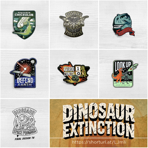 Full Set of Dinosaur Extinction Enameled Pins