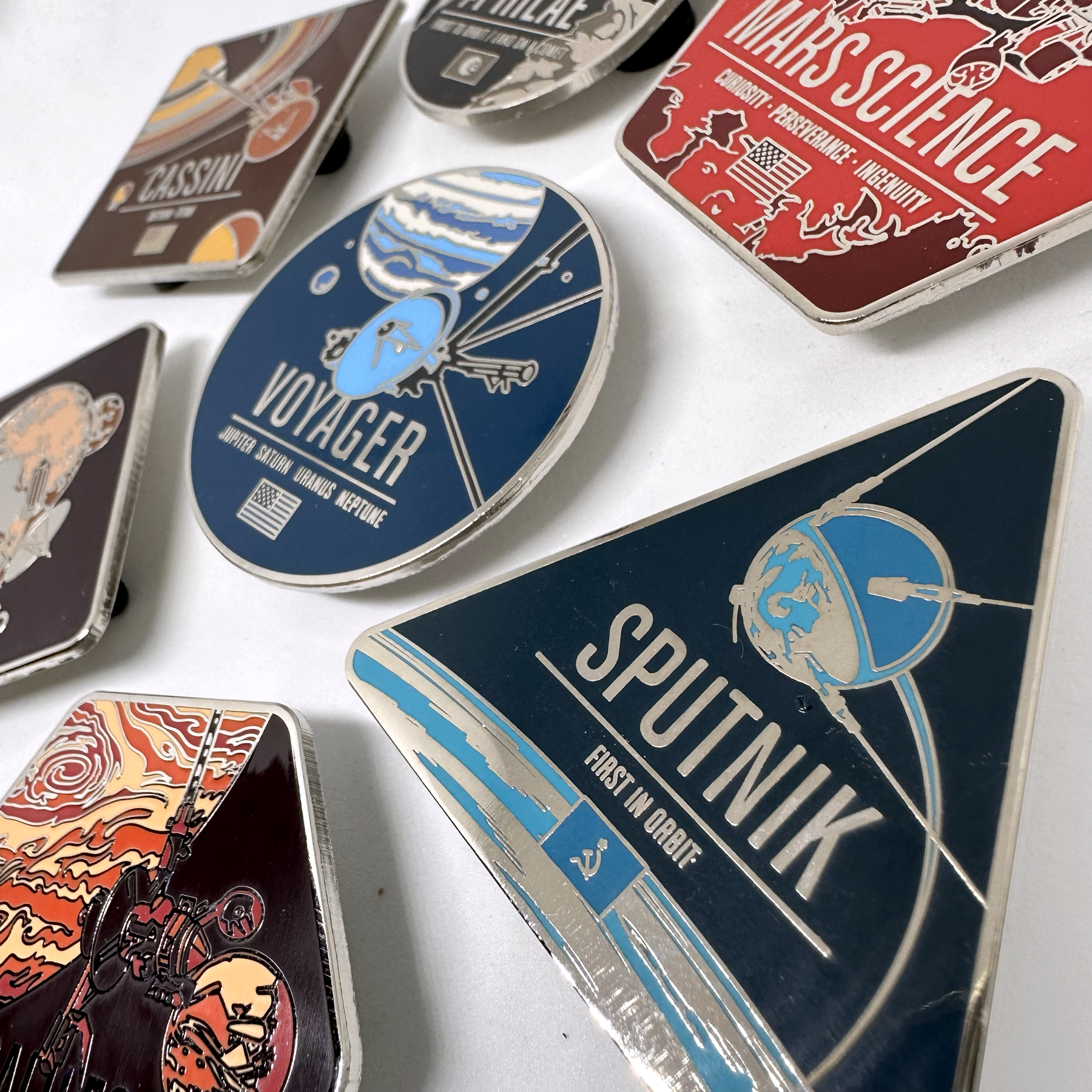 Full Set of Historic Robotic Space Probe Enameled Pins