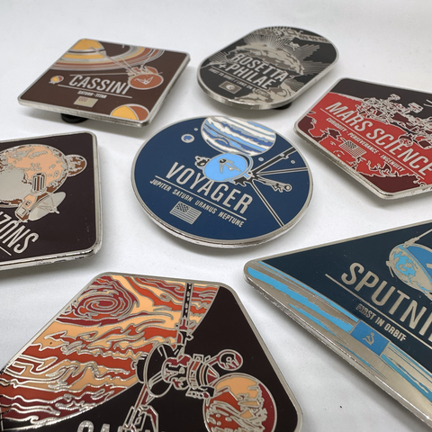 Full Set of Historic Robotic Space Probe Enameled Pins