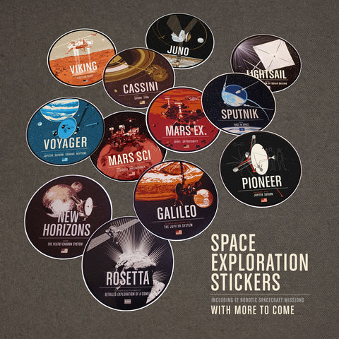 12 Historic Robotic Spaceprobe Stickers