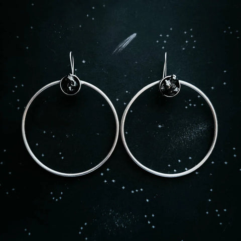 Large Hoop Earrings with Meteorite