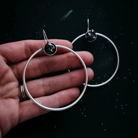 Large Hoop Earrings with Meteorite