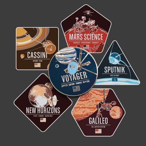 Full Set of Historic Robotic Space Probe Enameled Pins