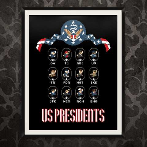 8-Bit US Historic Presidents Prints Chop Shop