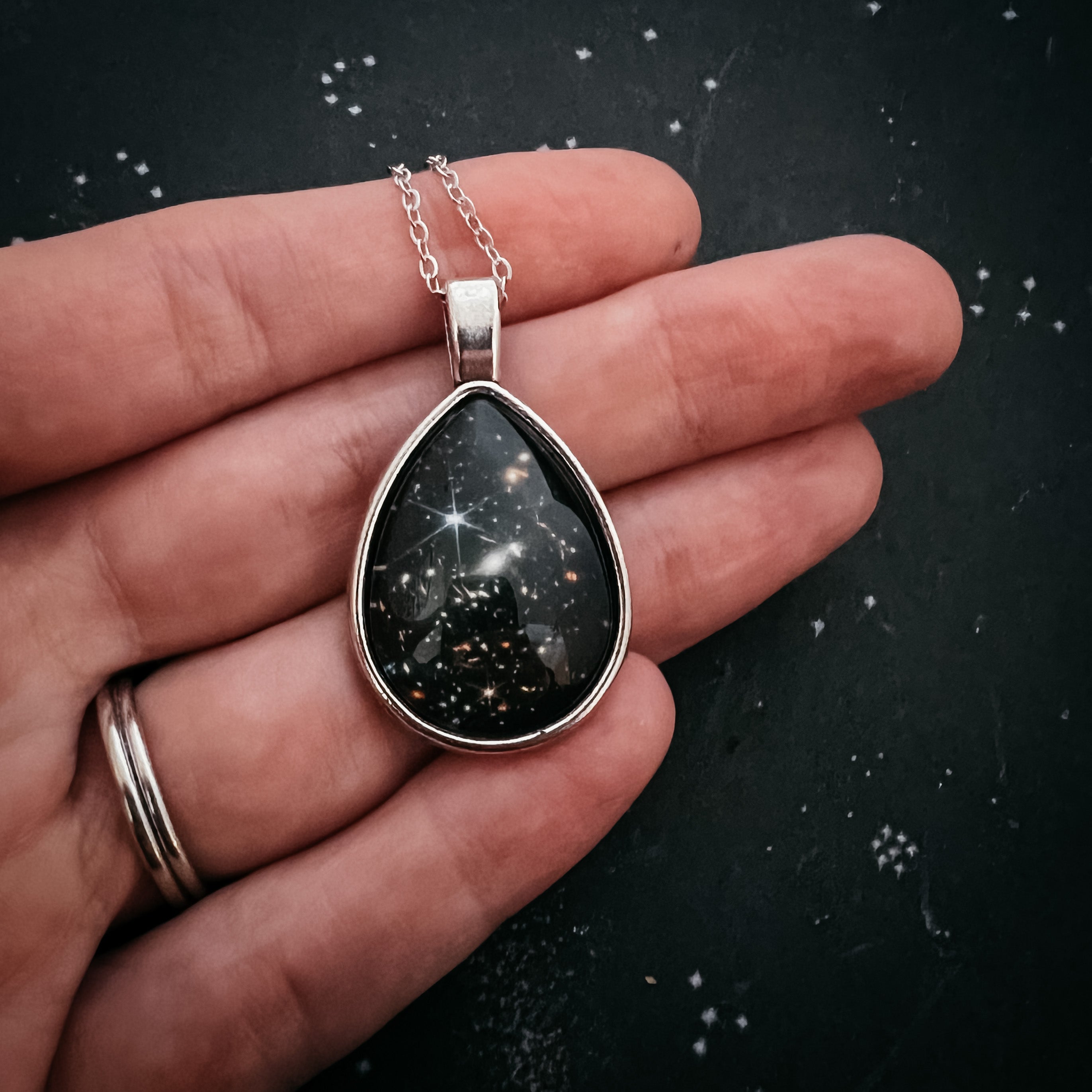 JWST Deep Field Drops in Cosmic Ocean Teardrop Necklace-5