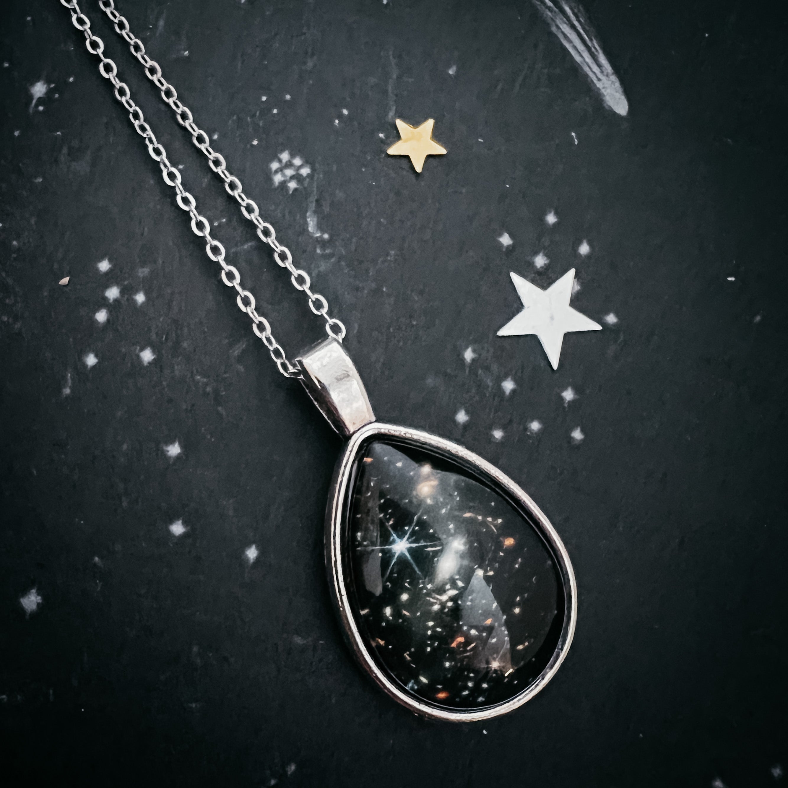 JWST Deep Field Drops in Cosmic Ocean Teardrop Necklace-3