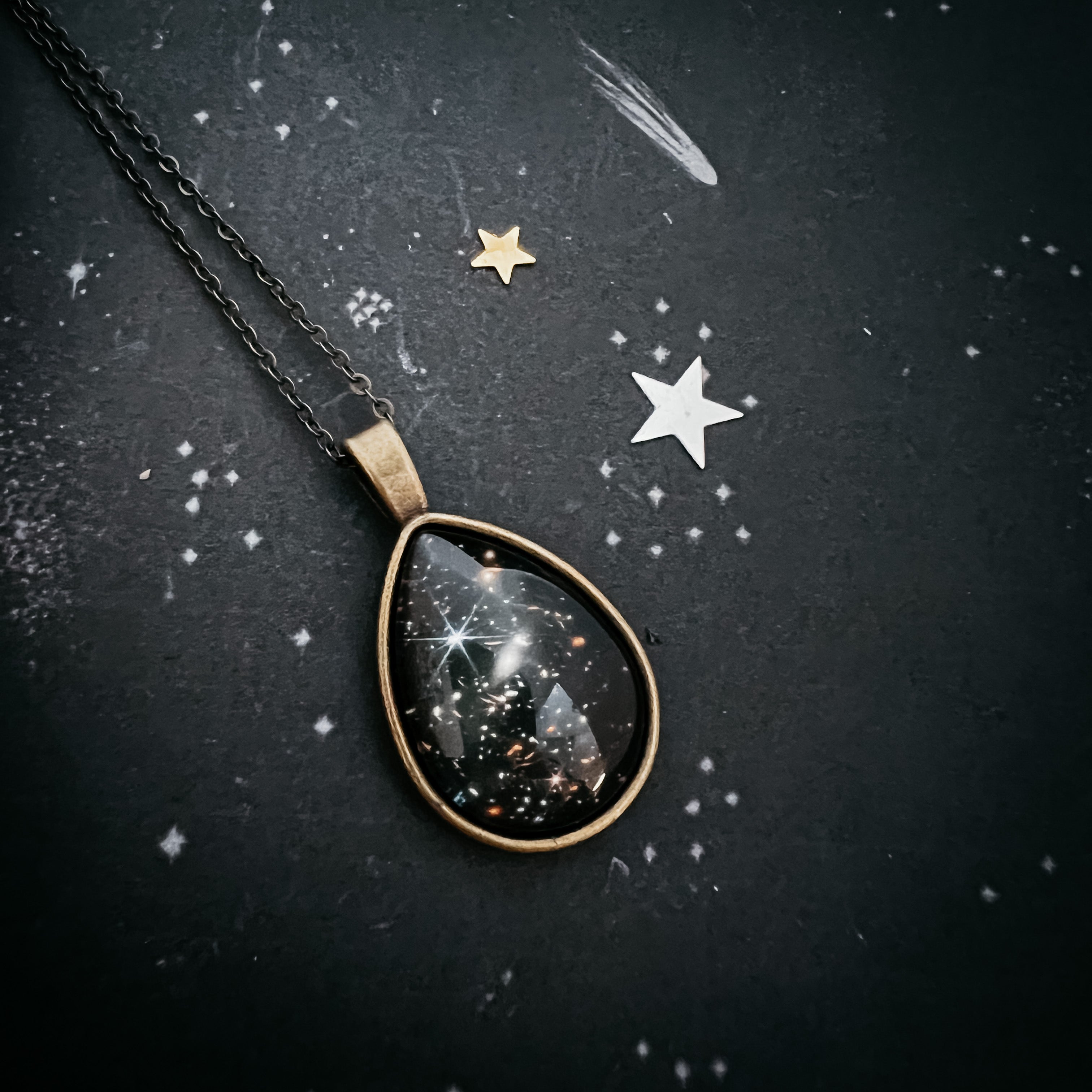 JWST Deep Field Drops in Cosmic Ocean Teardrop Necklace-6