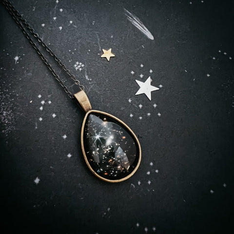 JWST Deep Field Drops in Cosmic Ocean Teardrop Necklace