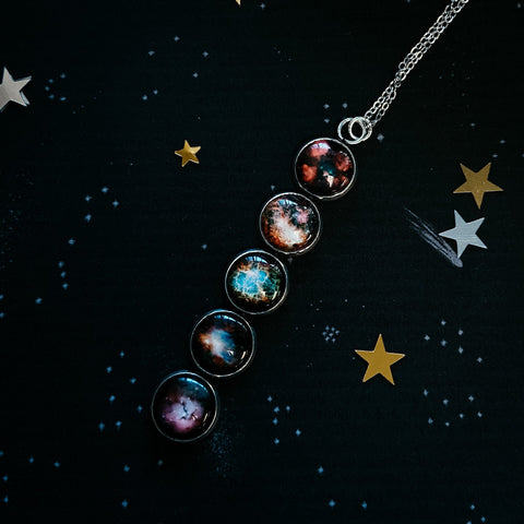 Nebula Rainbow Vertical Pendant Necklace Jewelry Yugen Handmade