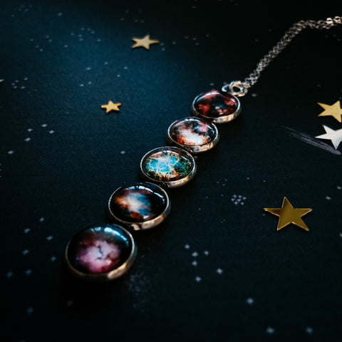 Nebula Rainbow Vertical Pendant Necklace Jewelry Yugen Handmade