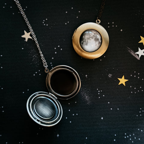 Personalized Moon Necklace with Custom Lunar Phase from Provided Date and Time - Gift for Bridesmaids, Mothers Day, Space TheMED Weddings - Handcrafted Celestial Jewelry by Yugen Handmade