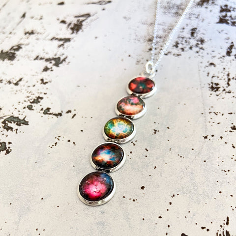 Nebula Rainbow Vertical Pendant Necklace Jewelry Yugen Handmade