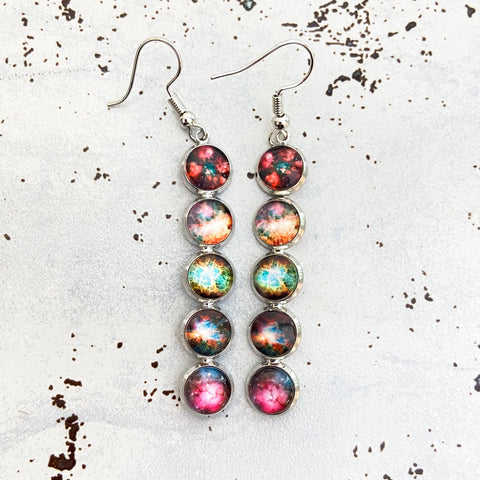 Nebula Rainbow Vertical Dangle Earrings Jewelry Yugen Handmade