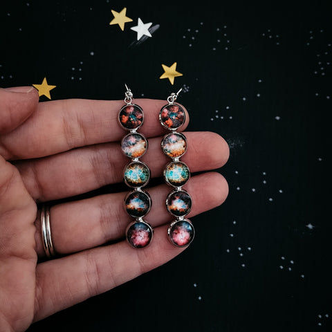 Nebula Rainbow Vertical Dangle Earrings Jewelry Yugen Handmade
