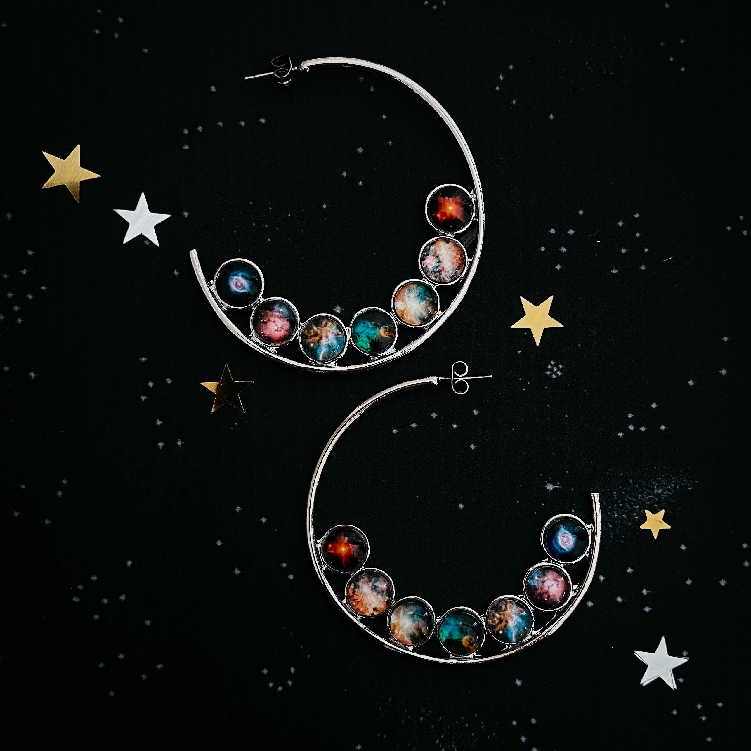 Nebula Rainbow Pride Hoop Earrings Jewelry Yugen Handmade