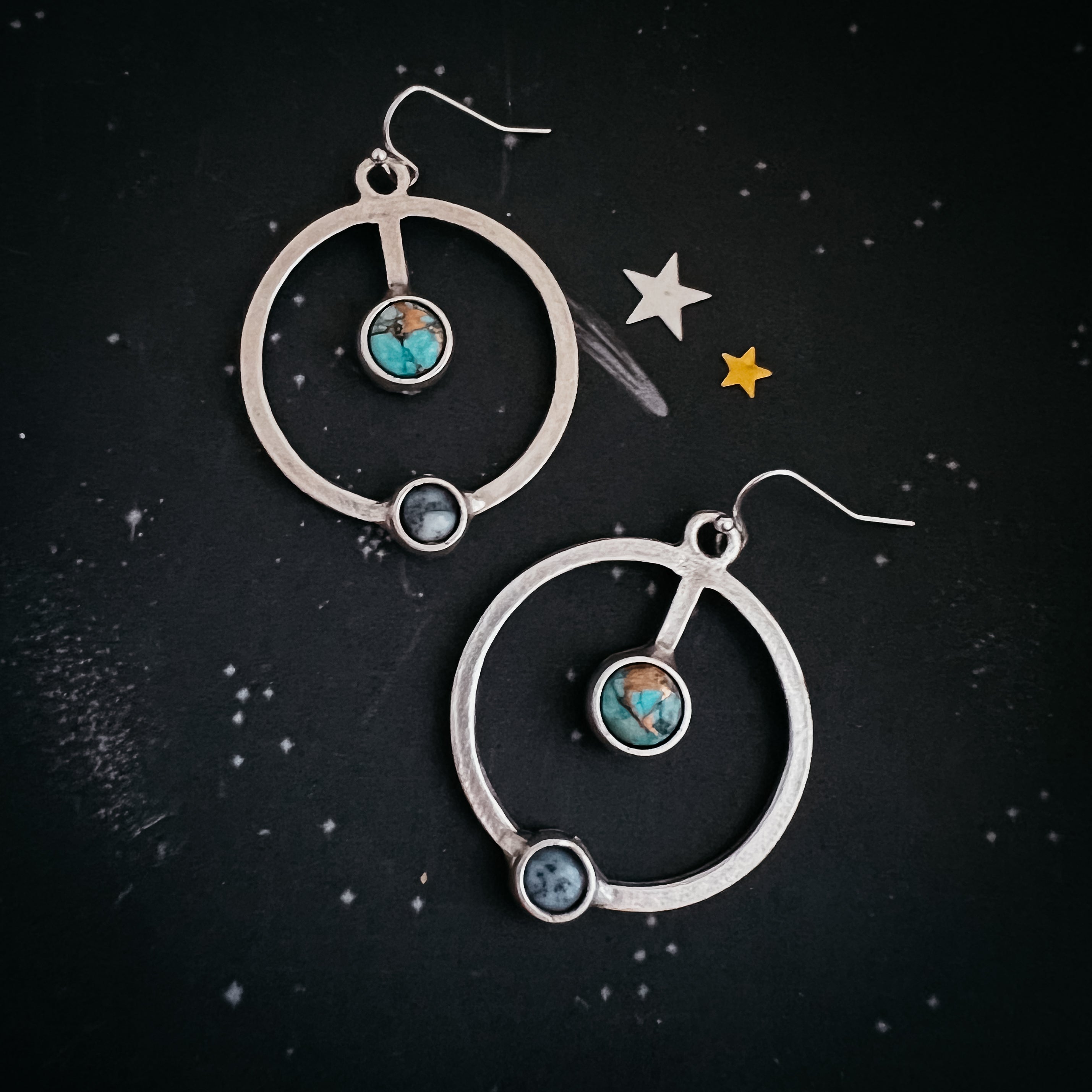 Artemis Earrings - Lunar Orbit Dangles with Natural Stones-4