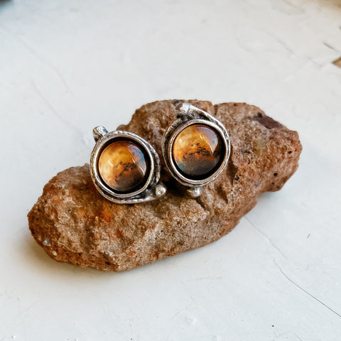Mars and Moons Earrings - Stud or Leverback Jewelry Yugen Handmade