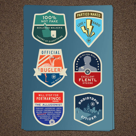 Radiotopia Merit Badge Stickers (Sets of 18) Stickers Radiotopia