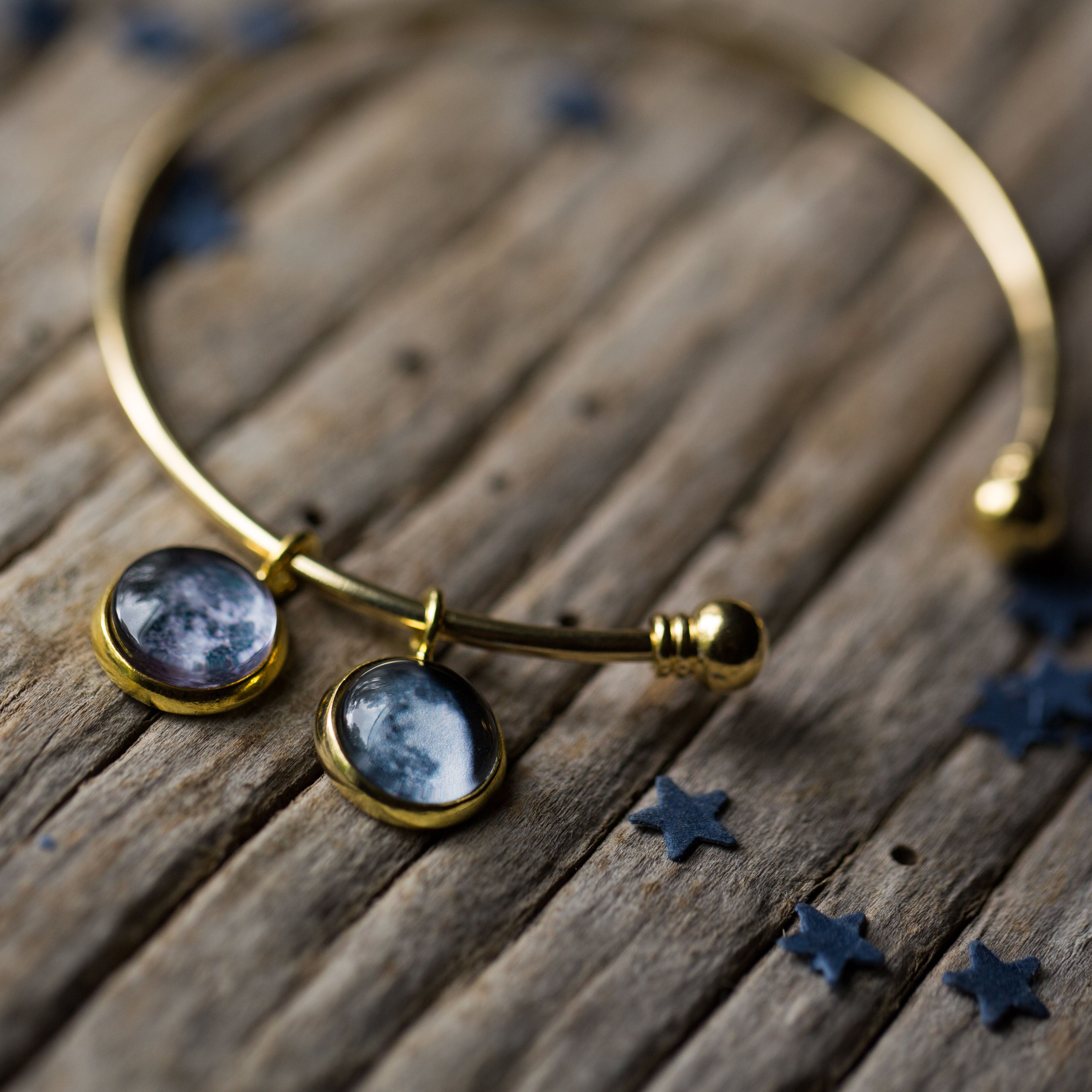 Custom Moon Date Charm Bracelet Jewelry Yugen Handmade