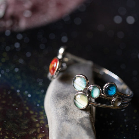 Open Solar System Cuff Bracelet Jewelry Yugen Handmade