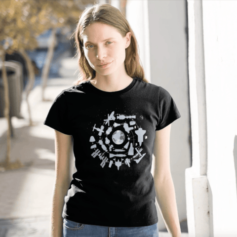 Above Earth (23 Historic Earth Space Missions) for Women T-Shirts Chop Shop in Space