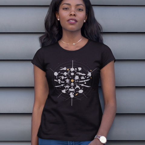 Beyond Earth (23 Deep Space Missions) for Women T-Shirts Chop Shop in Space