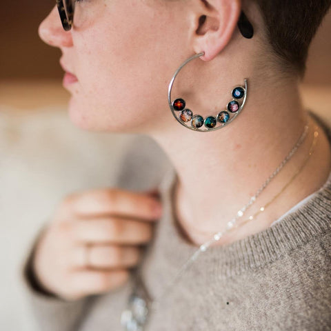 Nebula Rainbow Pride Hoop Earrings Jewelry Yugen Handmade