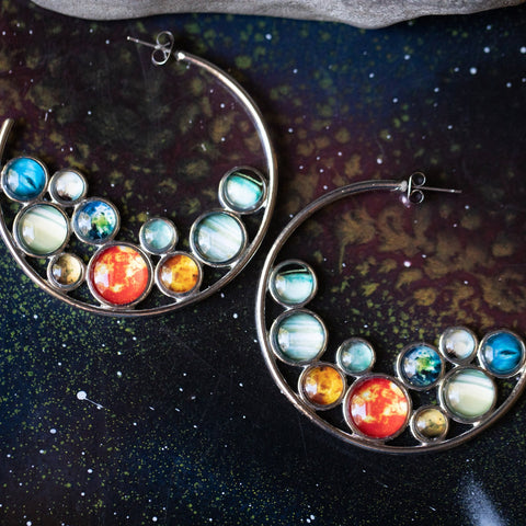 Solar System Hoop Earrings Jewelry Yugen Handmade