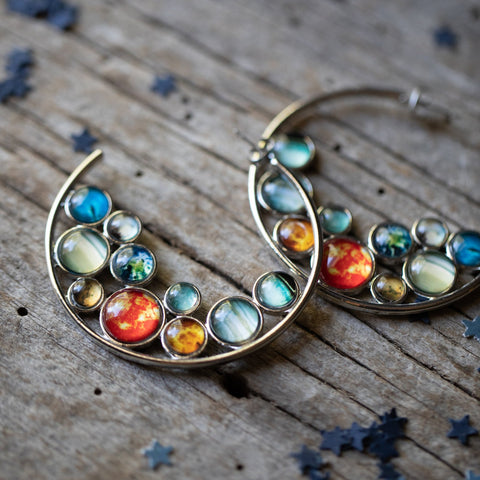 Solar System Hoop Earrings Jewelry Yugen Handmade