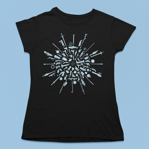 WeLoaded (79 Fictional Weapons) for Women T-Shirts Chop Shop