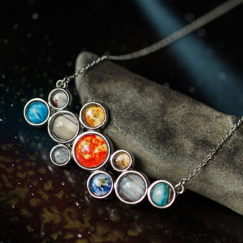 Solar System Statement Bib Necklace Jewelry Yugen Handmade