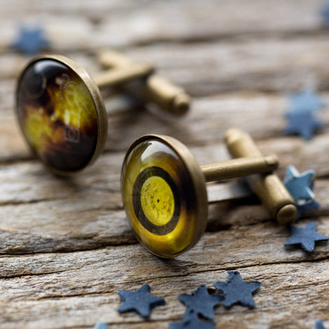 Voyager Golden Record Antique Bronze Cufflinks Jewelry Yugen Handmade